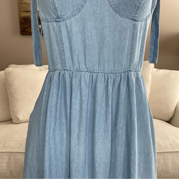 NWT XXL  LC Lauren Conrad, Jean jumper overall midi dress with pockets - Picture 5 of 11